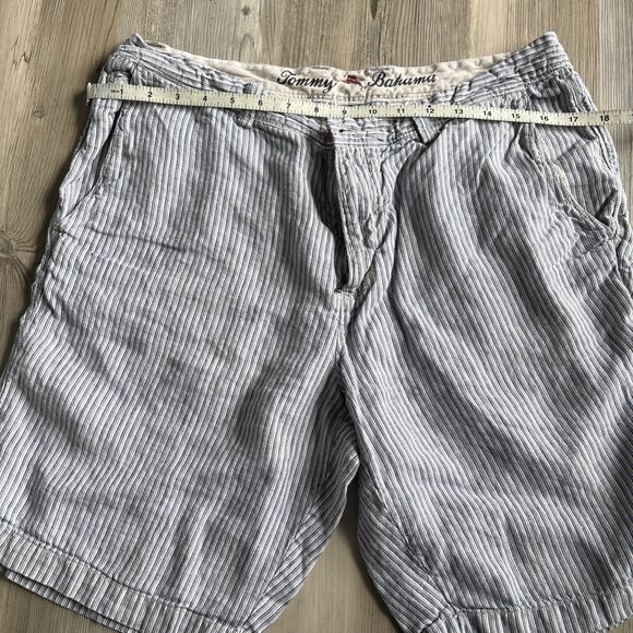 Tommy Bahama Relax Shorts Mens 100% Linen Gray Striped Pockets - size 34 - Picture 5 of 8